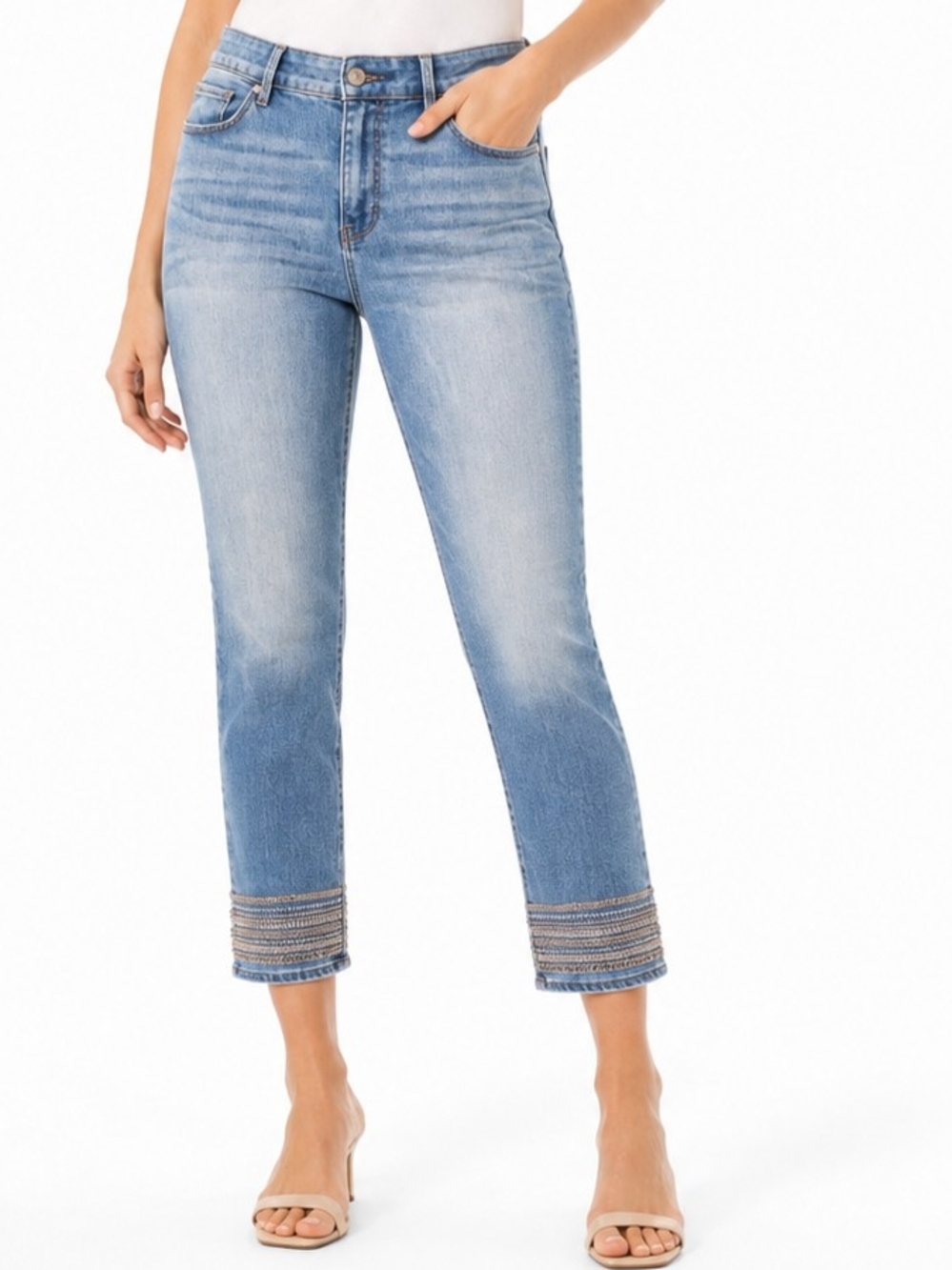 White House Black Market The Slim Crop Embellished Jeans Size 4
